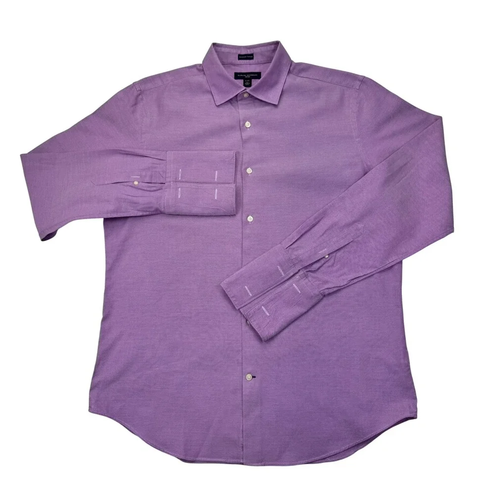 Banana Republic Fitted Egyptian Cotton French Cuff Dress Shirt Purple 16-16.5